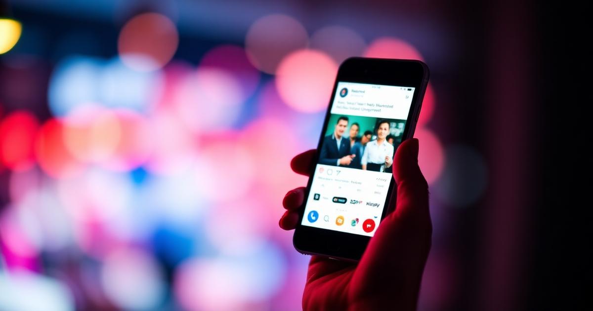 Social media ad creative for dental implants reaching an audience on a phone.
